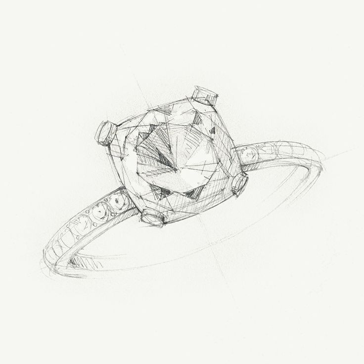 how to draw a diamond ring